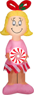 Gemmy Airblown Dr. Seuss Cindy Lou Who with Peppermint Christmas Inflatable, 5-Ft, LED Yard Decor