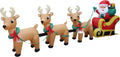 12 FT Long Lighted Christmas Inflatable Santa on Sleigh with 3 Reindeers / Lighted Inflatable, Holiday Yard