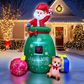 7ft Christmas Inflatables Santa Gift Bag with LED Countdown Decorations Built-in LED Lighted Blow Up