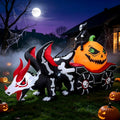 9 FT Halloween Inflatables Pumpkin Carriage, Grim Reaper Driving / Blow Up Pumpkin Carriage with Skeleton