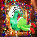 3.5FT Christmas Inflatable Outdoor Decorations Broke Out from Window with Wreath, Lighted Blow Up Yard Decor
