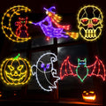 Pytopkto 16" Halloween Window Silhouette Lights Decorations / Ghost ＆ Pumpkin ＆ Witch ＆ Bat ＆ Skull Head ＆