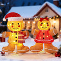 Pinkunn 21.6"/20'' Christmas Lighted 3D Pop-Up Gingerbread Outdoor Decor / Collapsible Gingerbread Man Sign,