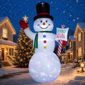 15FT Christmas Inflatable Snowman Outdoor Decoration, Giant Blow Up Snowman with Rotating Colorful LED Lights