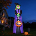 15FT Halloween Inflatables Witch with Pumpkin Lantern Outdoor Decorations / Outdoor Blow Up Decor with 5