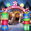 DomKom 8FT Christmas Inflatables Arch Gift Boxes with Candy, Blow Up Decoration Archway Outdoor Inflatable