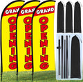 Buryeah 3 Set Grand Opening Feather Flag Banner with Pole Kit 7ft, Yellow / Grand Opening Swooper Flags, Ad