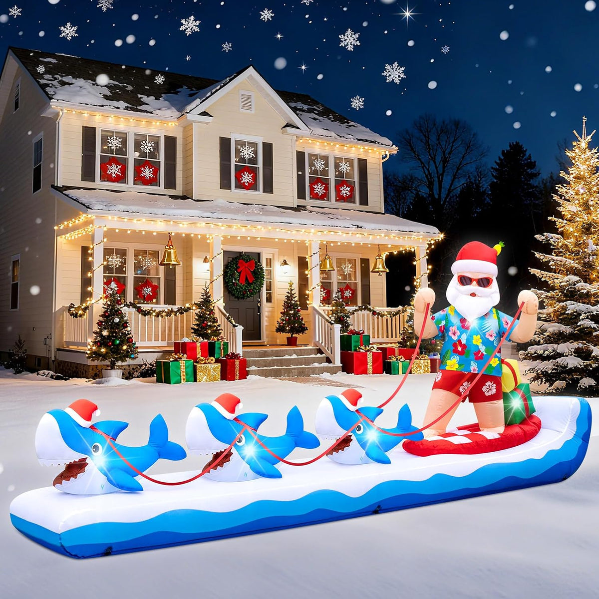 Christmas Arch Inflatable Outdoor Decoration Inflatable Archway Christmas Yard Lighted Decor Banner House