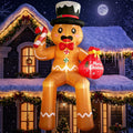 CORALMEE 11FT Christmas Inflatables Sitting Gingerbread Man Outdoor Decor / Christmas Blow Up Gingerbread Man