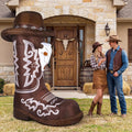 Miniinflat 7ft Inflatable Western Boots with Built in LED Lights, Cowboy / Blow up Boot for Western Parties,