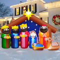 8FT Long Christmas Inflatables Outdoor Nativity Scene Manger Decoration / Build-in LEDs, Giant The Birth of