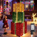 Lomotech Christmas Decoration Outdoor - Set of 3 Larger Lighted Gift Boxes / Prel-Lit Gift Boxes with Timer,