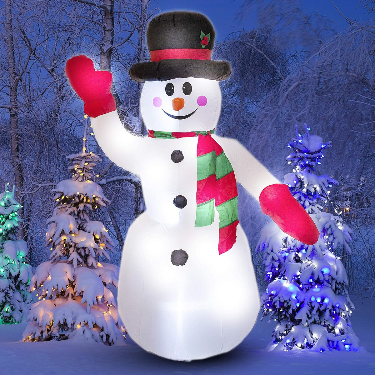 Athoinsu 8 FT Huge Lighted Christmas Inflatables Snowman with Hat Self Blow / Decoration Lit Inflate Indoor